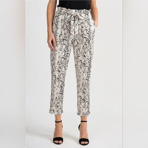 Joseph Ripkoff Black Ivory Animal Print Drawstring Cropped Pants 4